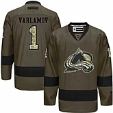 Glued Colorado Avalanche #1 Semyon Varlamov Green Salute to Service NHL Jersey,baseball caps,new era cap wholesale,wholesale hats
